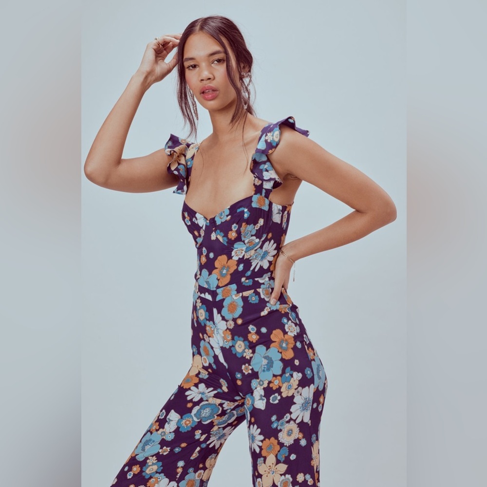 For Love and Lemons Magnolia Ruffled Jumpsuit - Medium